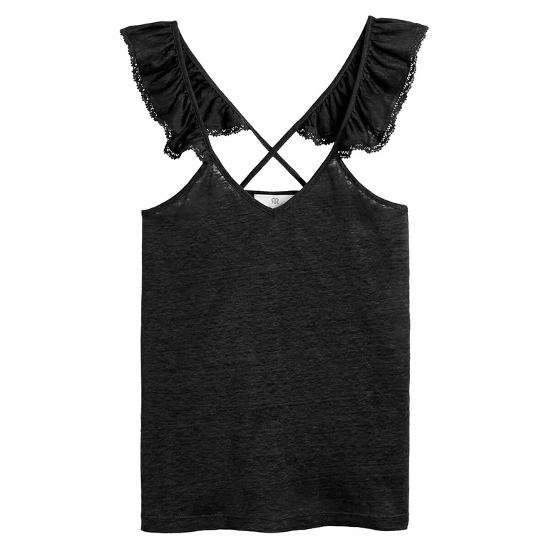 Linen Ruffled Strap Cami - 4