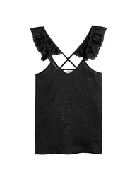 Linen Ruffled Strap Cami - 4