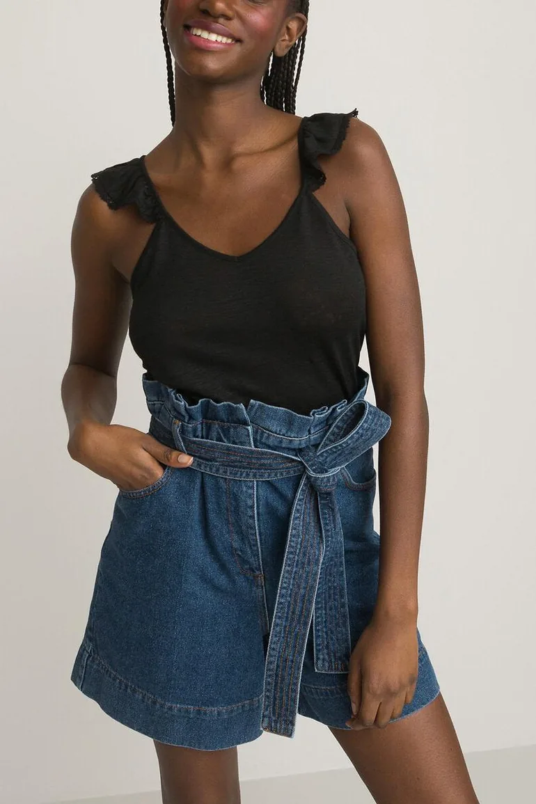 Linen Ruffled Strap Cami