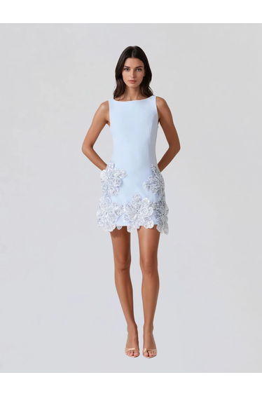 Ardelix Pearl Flower Mini Dress In Sky