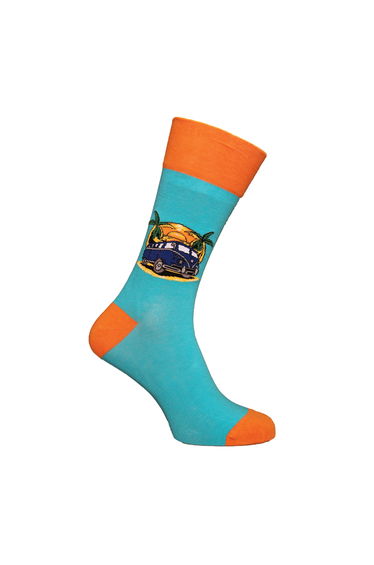 Simply Essentials Boys Toys Mens Campervan Socks - Bright Blue