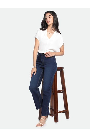 Straight Fit High-Rise Light Fade Stretchable Jeans