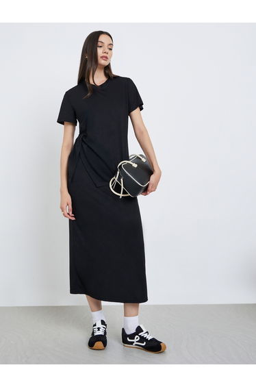 Women Asymmetric Hem T-Shirt and Skirt Co-Ords