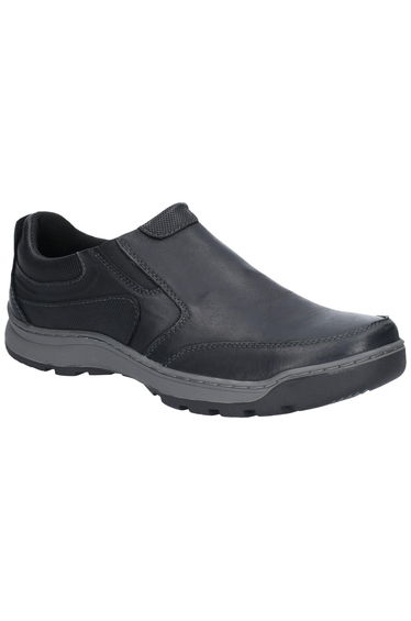 Hush Puppies Mens Jasper Slip On Leather Shoes - Black