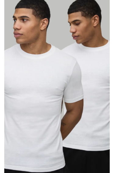 2 Pack Basic Muscle Fit T-Shirt - white