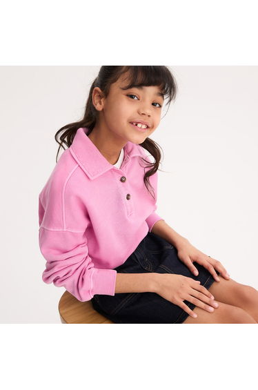 Lightweight Fleece Sweatshirt with Polo Shirt Collar