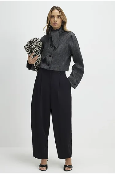 بنطلون ريفر آيلاند رسمي أسود قصة واسعة