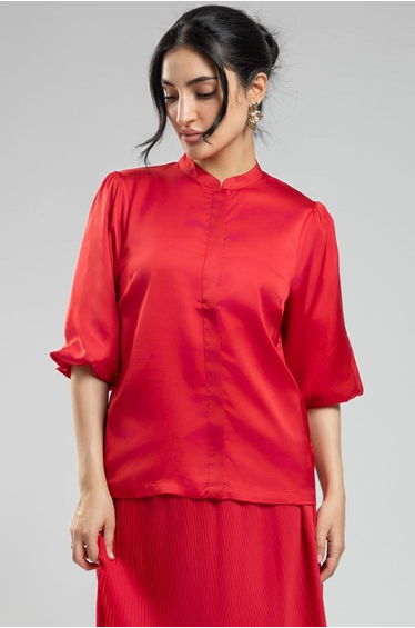 Women's Three Quarter Sleeve Satin Blouse