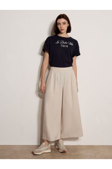 Slub Linen Wide-Leg Trousers