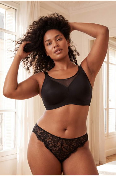 Black Seamless Laser Cut Invisible/Ghost Non-Wired Covered Plus Size Bra