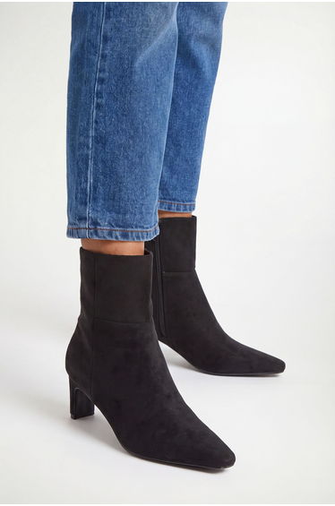Ellie Faux Suede Medium Stiletto Heel Ankle Boots