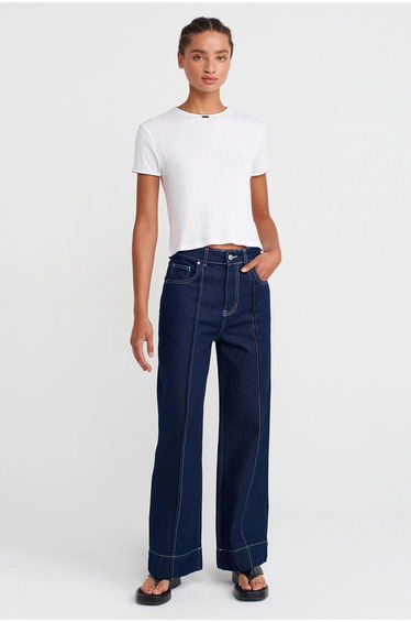 Dilvin Women's Ribbed Crop T-Shirt
