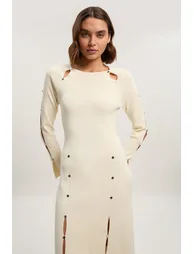 Viscose Blend Stud Keyhole Detail Knit Maxi Dress - 1