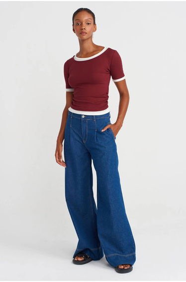 Dilvin Women's Crop Slim-Fit Crew Neck T-Shirt