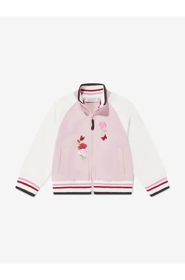 Monnalisa Girls Rose Zip Up Top in Pink