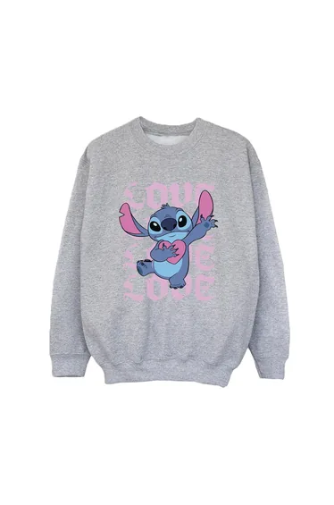 Lilo & Stitch Boys Valentine Love Sweatshirt - Sport Grey