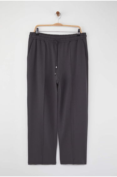 Anthracite High Waist Knitted Plus Size Sweatpants