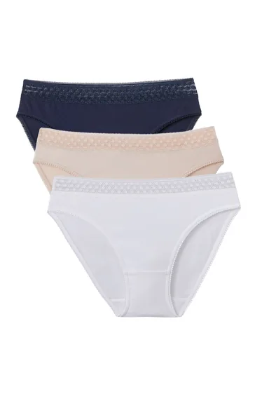 سراويل داخلية قطن بشريط دانتيل من 3 قطع