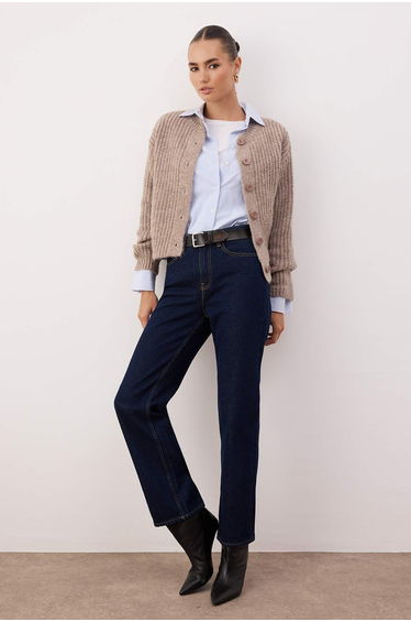 Wardrobe essentials mink soft textured basic knit cardigan