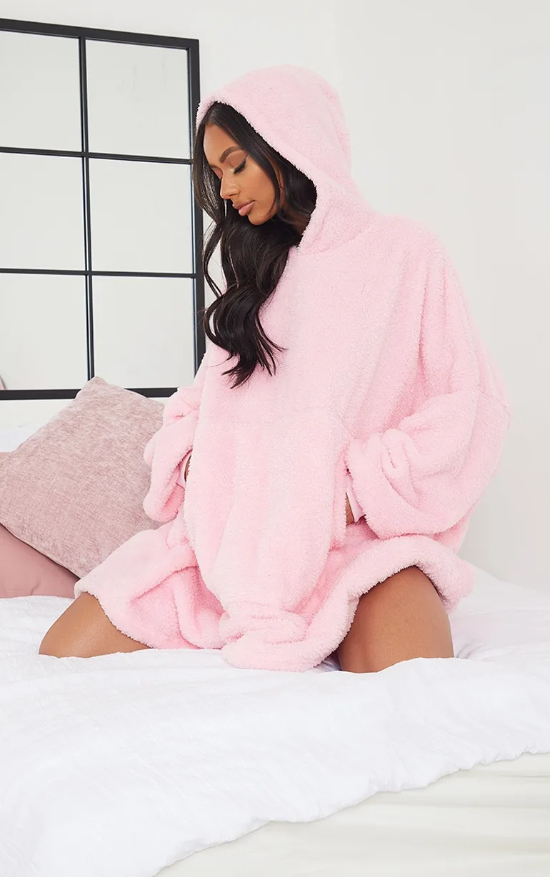 Pink Borg Hooded Blanket - 2