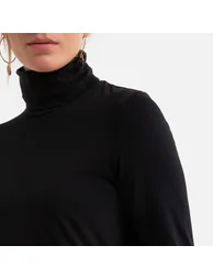 Cotton Maternity Turtleneck T-Shirt with Long Sleeves - 4