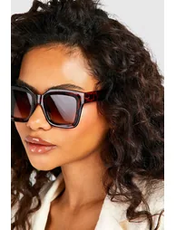 Tortoise Shell Square Frame Sunglasses - brown - 1