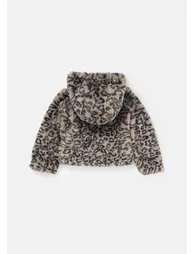 Lyla Leopard Hooded Fur Jacket - Natural - 6