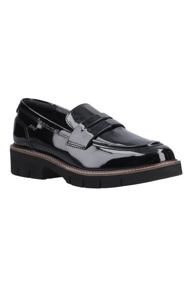 POD Womens/Ladies Kaltin Leather Loafers - Black