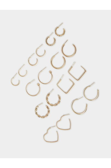 Set of 9 - Plain Half Hoop Earrings