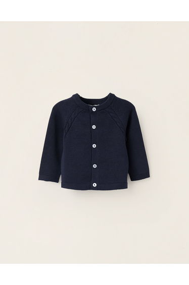 Cotton Cardigan for Newborns, Dark Blue
