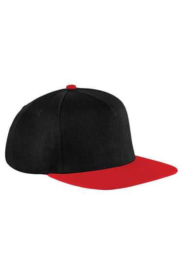 Beechfield Unisex Original Flat Peak Snapback Cap - Black/Classic Red
