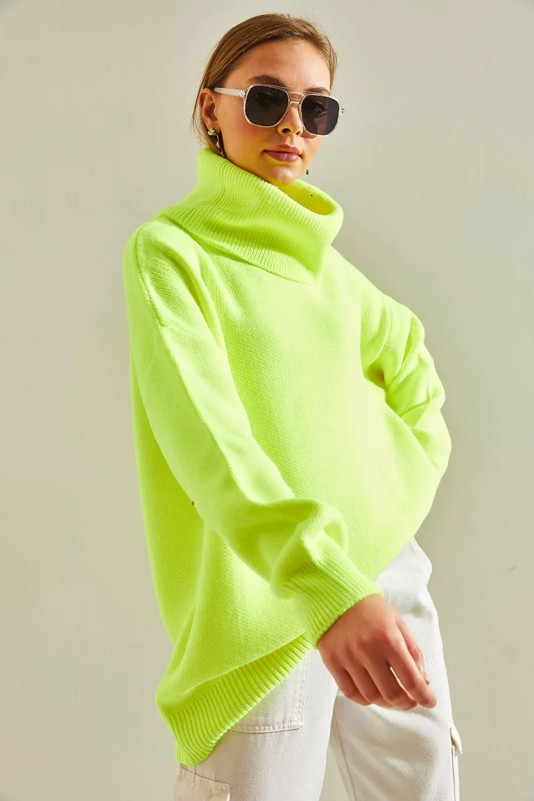 Women's Turtleneck Oversize Knitwear Sweater - 4
