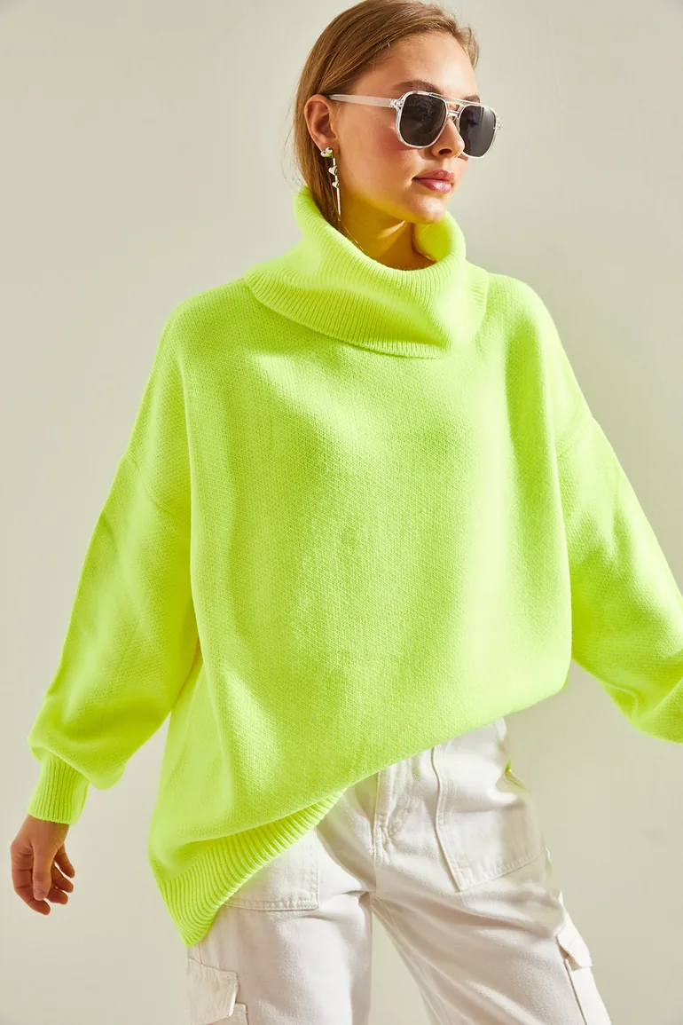 Women's Turtleneck Oversize Knitwear Sweater - 5