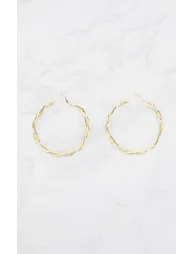 Gold Twisted Hoop Earrings - 2