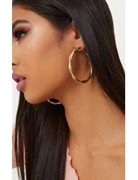 Gold Twisted Hoop Earrings - 1