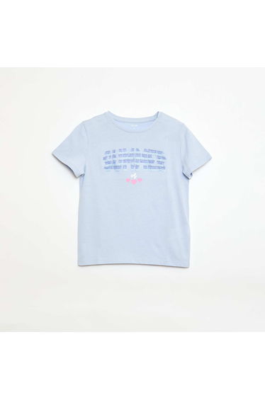 Short-sleeved T-shirt with sequin design BLUE