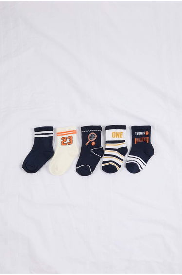 Multicolored 5-Piece Embroidered Boys' Socks