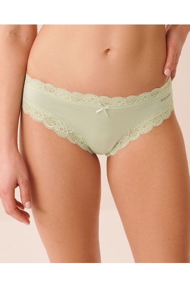 Cotton and Lace Trim Cheeky Panty