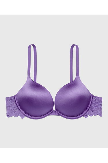 Micro cup push up bra with Reverie Lace Wing in Purple Opulence