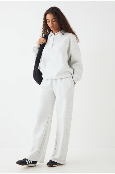 DSGN Studio Embossed Wide Leg Jogger - ash grey