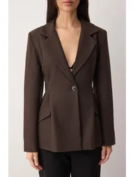 Exclusive special collection brown fitted stamp blazer jacket - 2