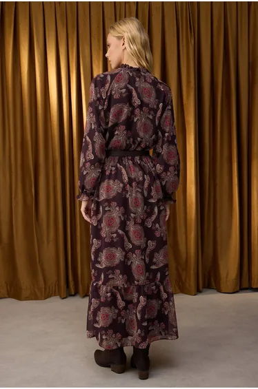 فستان ترينديول موديست شيفون ماكسي بقصة مستقيمة بأكمام طويلة