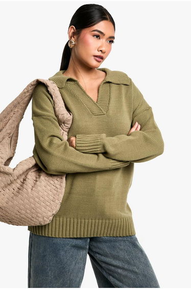 Knitted Collar Detail Jumper