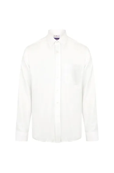 Henbury Mens Wicking Long Sleeve Work Shirt - White