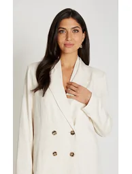 Oatmeal Blazer With Linen - 2