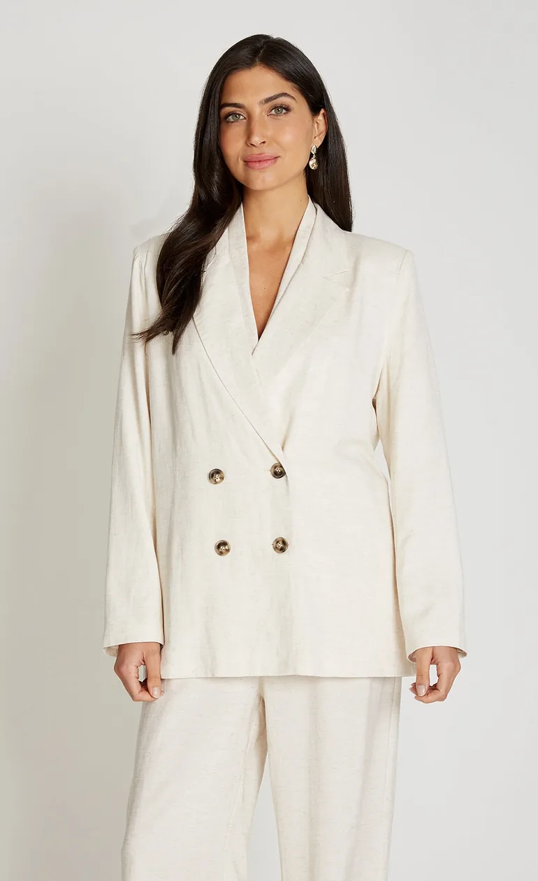 Oatmeal Blazer With Linen