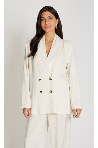 Oatmeal Blazer With Linen