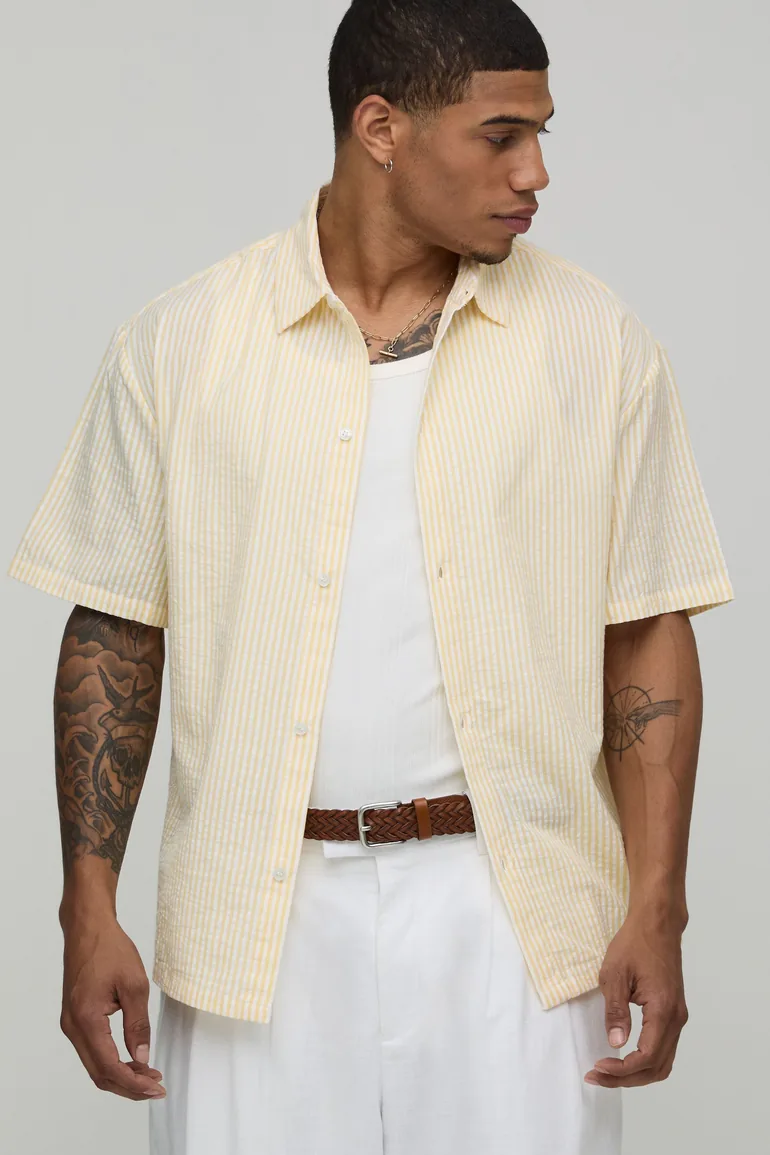 Oversized Short Sleeve Shirt - yellow