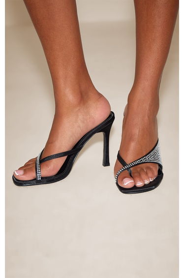 Black Toe Post Heel Mule