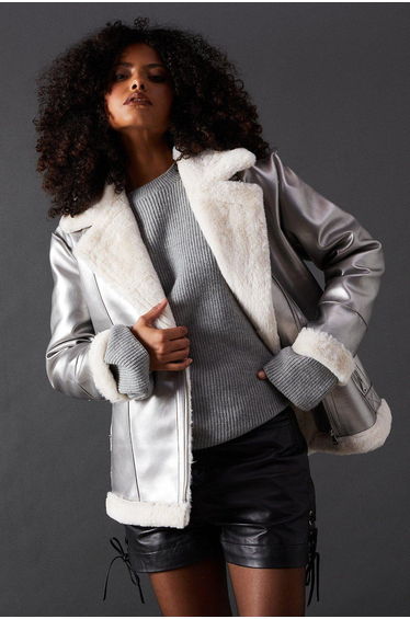 Metallic Aviator Jacket